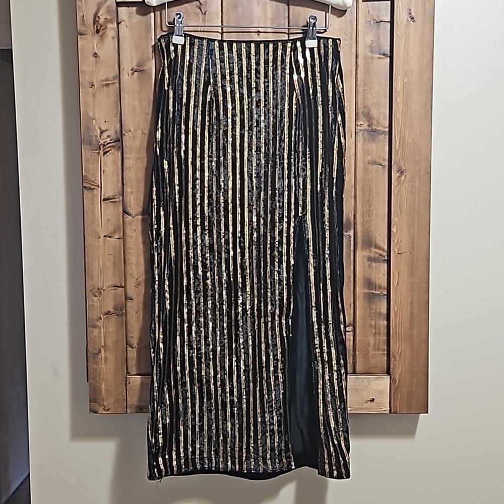 Shein Black Velvet Maxi Skirt Size M